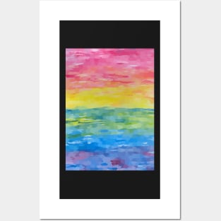 Abstract Colorful Rainbow Sunset Stripes Posters and Art